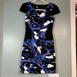 Anthropologie 4c women’s tailored dress purple black blue size 0